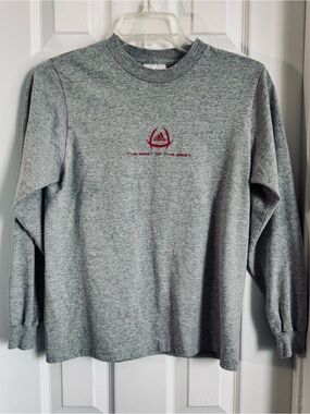 adidas Heather Gray Long Sleeve Tee with Red Chest Logo